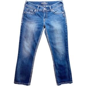 Silver Jeans Co Suki Mid Rise Capri Blue Y2K Med Wash Size 29 Style L4016SJB376